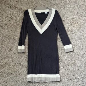 Venus gray and Cream V-Neck sweater Dress